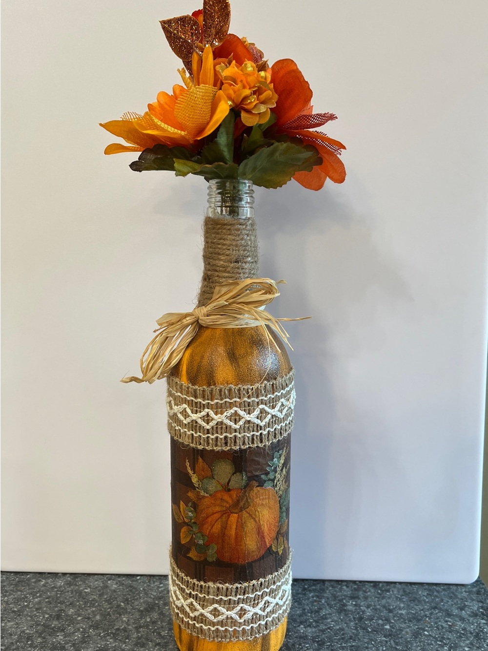 Fall Pumpkin Bottle Vase - Orange